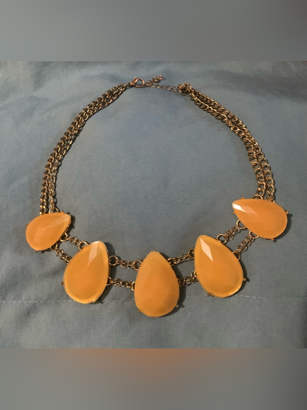 Mi Amore Gold Chain Necklace with Mustard Teardrop Stones
